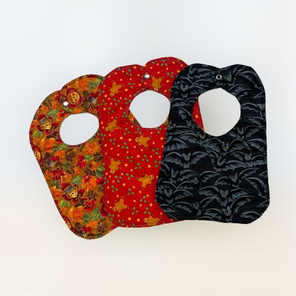 Hand Crafted Other - Lot/3 Handmade Holiday Season Baby Bibs